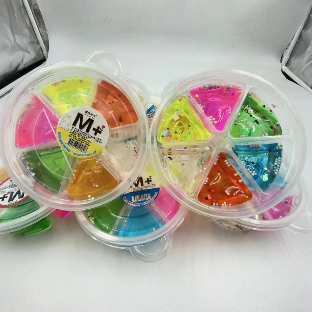 Juguete para niños de barro de cristal de arcilla de color pegamento espumante de 6 colores de descompresión de plastilina DIY de seis rejilla M pegamento al por mayor de seis colores de suministro