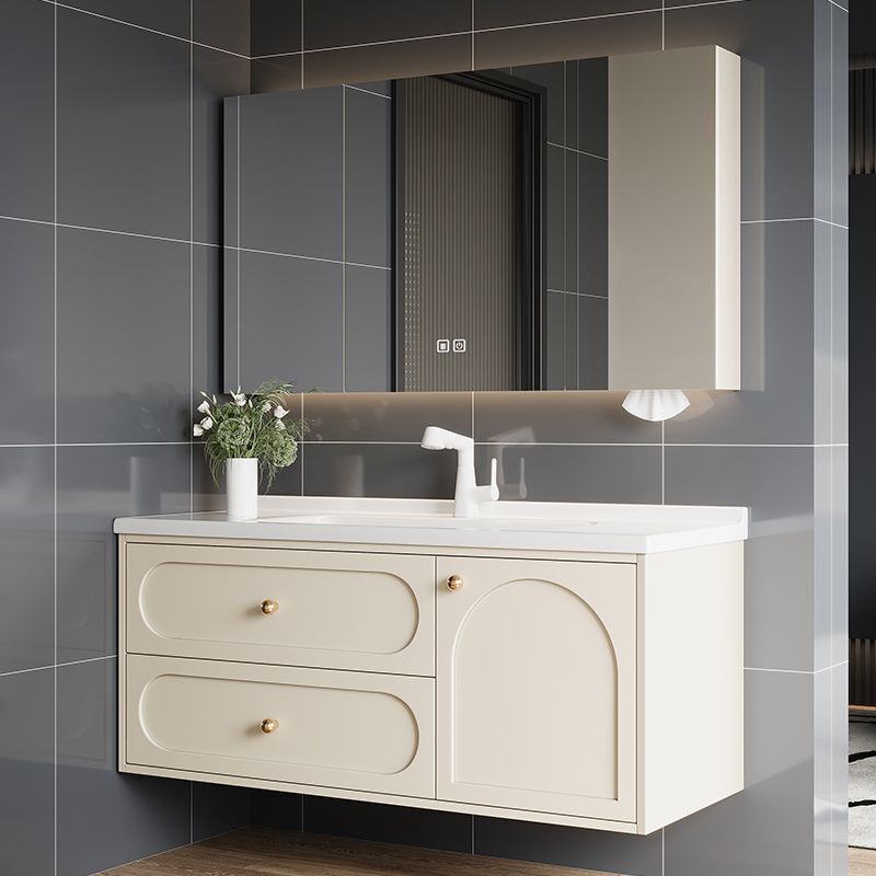 French Cream Style Bathroom Cabinet Ceramic Integrated Basin Bathroom Washstand Hand Wash Basin Cabinet Combination