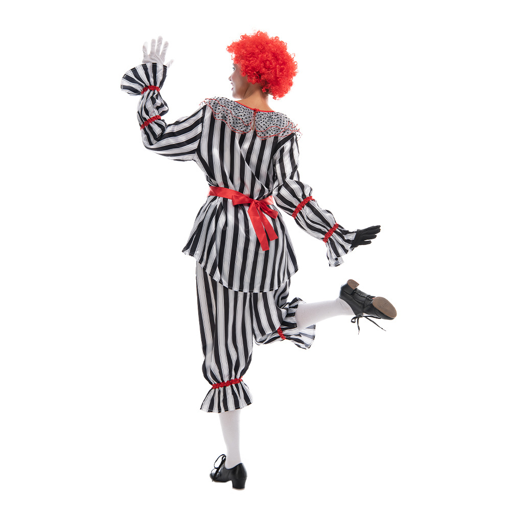 Big girl black and white striped clown stage drama bar party costume_voghion.com