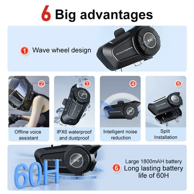 Reduction Waterproof Motorcycle Dedicated, Motorcycle Helmet Headset