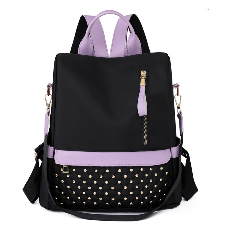 Mochila de nailon antirrobo para mujer 2023 nuevo estilo casual color de contraste mochila multifuncional de gran capacidad mochila escolar al por mayor