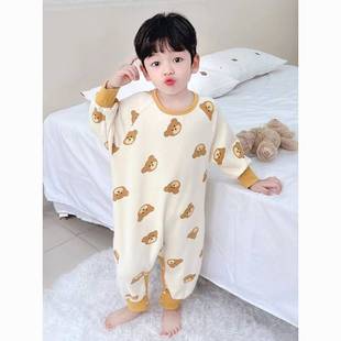 Children's Pajamas Pure Cotton Boys and Girls Jumpsuits 2024 Spring & Fall New Home Clothes Baby Sleeping Bags Infants and Young Kidsren