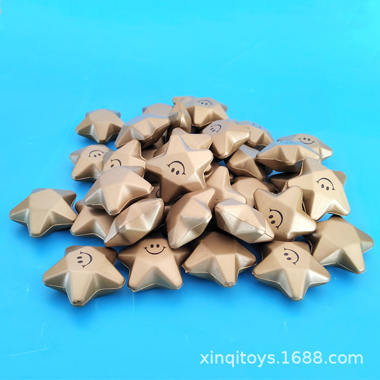 Pu estrella de cinco puntas Bola de estrés descompresión juguete estrella de oro pellizcar música cara sonriente estrella de cinco puntas múltiples especificaciones