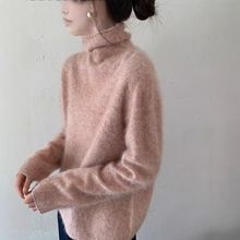 高级感软糯纯色堆堆领毛衣女慵懒风2025拉毛羊绒毛衣内搭上衣