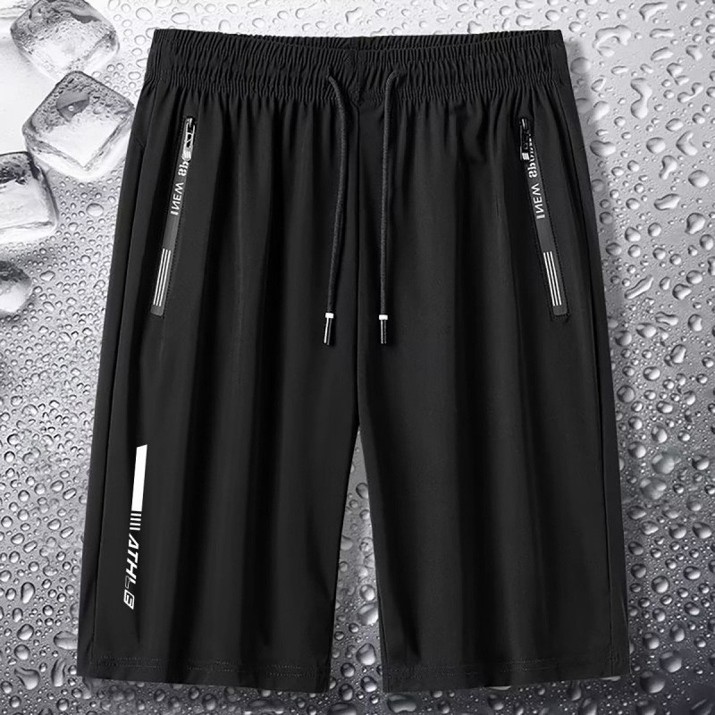【发货快】冰丝短裤男夏季休闲宽松大码运动裤透气轻薄凉感五分裤