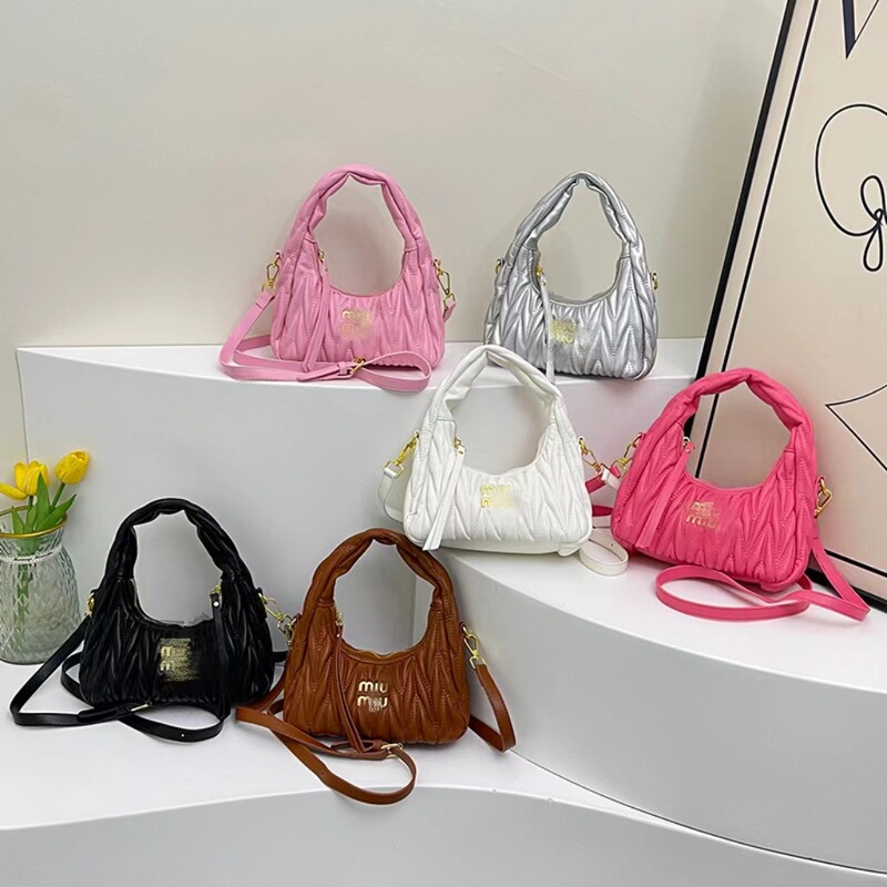 Miu's Crescent Dumpling Bag Lambskin Pleated Bag Hobo Armpit Cloud Bag Single Shoulder Satchel Crossbody Bag for Women Miu's Crescent Dumpling Bag Lambskin Pleated Bag Hobo Armpit Cloud Bag Single Shoulder Satchel Crossbody Bag for Women