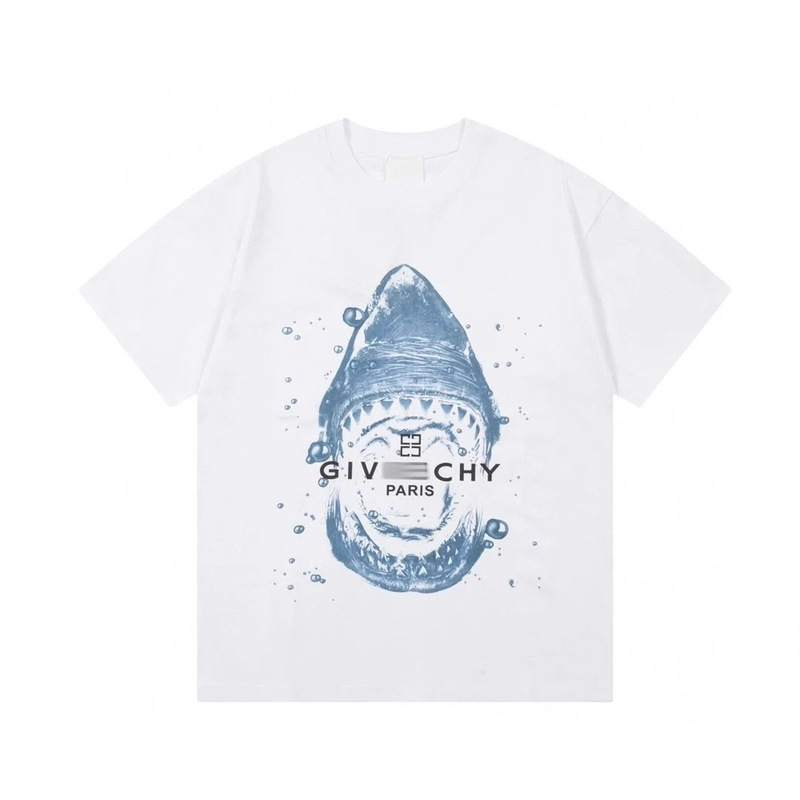 Jijia 25Ss High-Quality Shark Print Logo Loose-Fitting Pure Cotton Short-Sleeved Casual Fashion Versatile T-Shirt for Men and Women Jijia 25Ss High-Quality Shark Print Logo Loose-Fitting Pure Cotton Short-Sleeved Casual Fashion Versatile T-Shirt for Men and Women