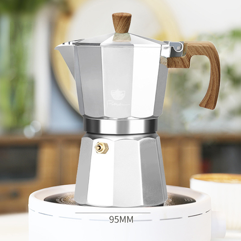 Ten-Cup Moka Pot Coffee Maker, Food-Grade Aluminum, Italian-Style Espresso Latte Coffee Maker, Export Cross-Border Portable Hand-Brewed Coffee Maker