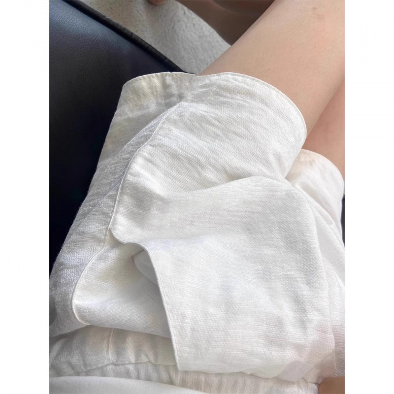 Maternity Pants White Linen Shorts Summer 2025 New Loose Outer Casual Pants Ice Silk Thin Cotton and Linen Five-Point Pants