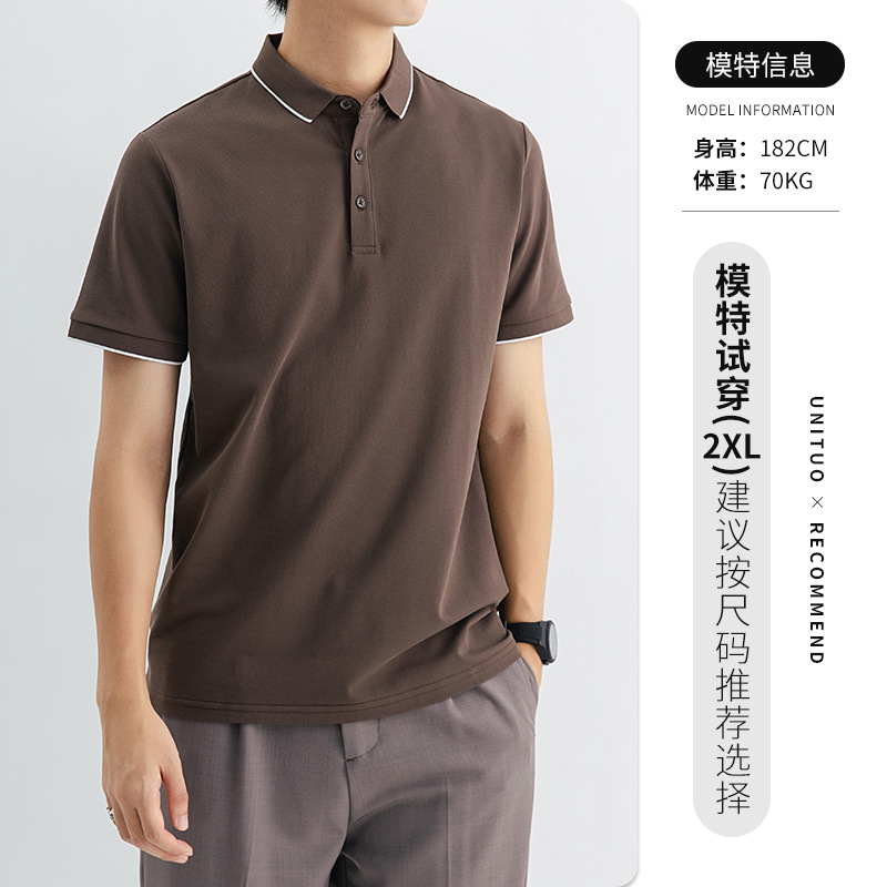 Polo de alta gama para hombres, lujo ligero, sentido de alta gama, solapa simple para hombres Paul, camiseta de manga corta para hombres, hombres