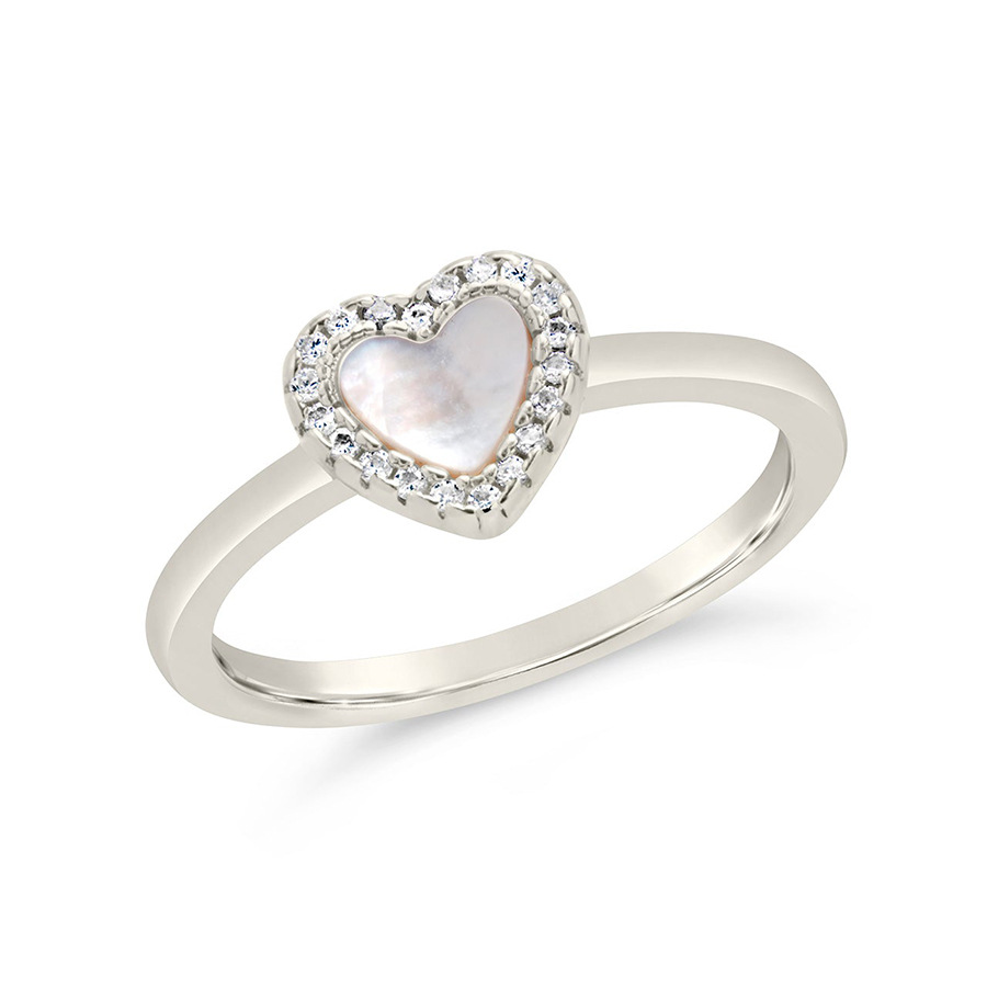 Rings Classification 6, 7, 8 Ring Size 925 Sterling Silver White Shell Heart Shape Rings 925 Sterling Silver Rings