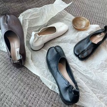 Lamode classic秋冬法式复古小众设计分趾鞋猪蹄马蹄鞋时尚单鞋女