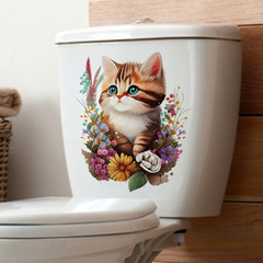 旅康CH253005可愛水彩貓咪衛生間浴室馬桶蓋裝飾防水家居美化牆貼