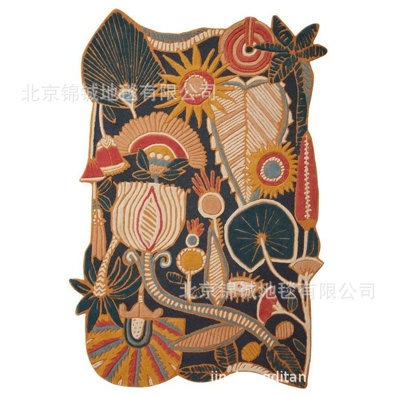 Southeast Asian Style Dark Living Room Bedroom High-End Wool Carpet Corridor Strip Blanket Coffee Table Blanket Bedside Blanket Custom-Made