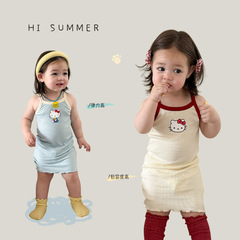 サトウキビの子供服の女の子のワンピースの夏の2025新型の子供のa類のガーターのベストのスカートの赤ちゃんのスカート