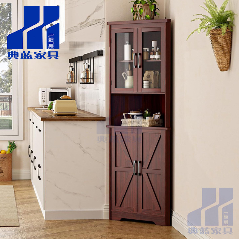 Rustic Style Brown Farmhouse Storage Cabinet with Barn Doors, Open Storage, Glass Door Sideboard for Kitchen and Dining Room Rustic Style Brown Farmhouse Storage Cabinet with Barn Doors, Open Storage, Glass Door Sideboard for Kitchen and Dining Room