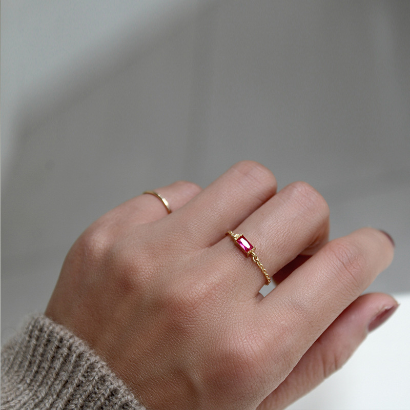 Zircon Inlay Material Rings Classification Fashion Rectangle Titanium Steel Inlaid Zircon Rings