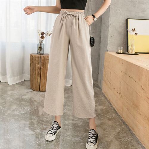 Women's Summer Loose High-Waist Straight Leg Pants, Korean Style, Slimming, Thin, Casual, Droopy 9/10 Length, Export Quality