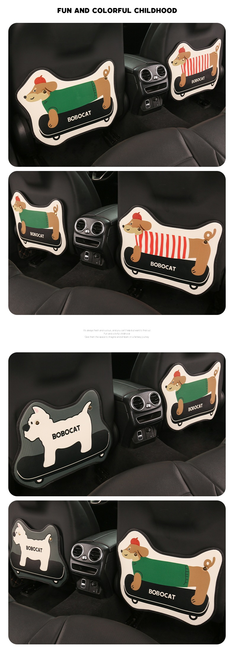 Car Anti-Kick Mat for Rear Seat Interior Decoration, Cartoon Cute Car Accessory, Protective Pad for Seat Back