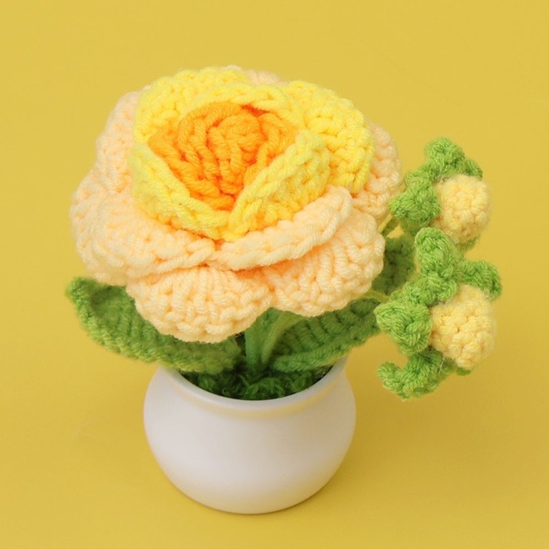 完成したウールひまわり鉢植えスズラン造花チューリップデスクトップ装飾品バレンタインデー教師クラスメートギフト|undefined