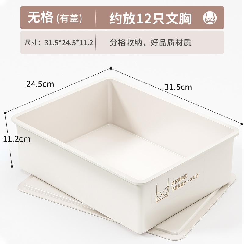 家用内衣收纳盒袜子分格整理盒塑料带盖衣柜内裤大容量防尘收纳箱|undefined