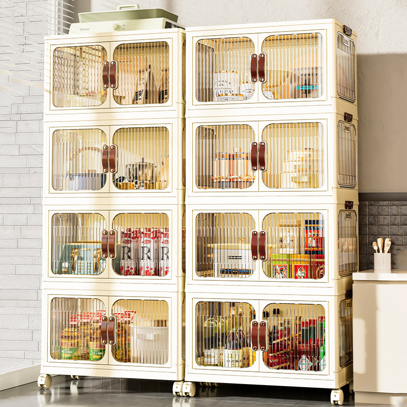 Plastic folding cabinet installation-free storage cabinet Baby books, clothes and toys storage cabinet Children's snack storage box