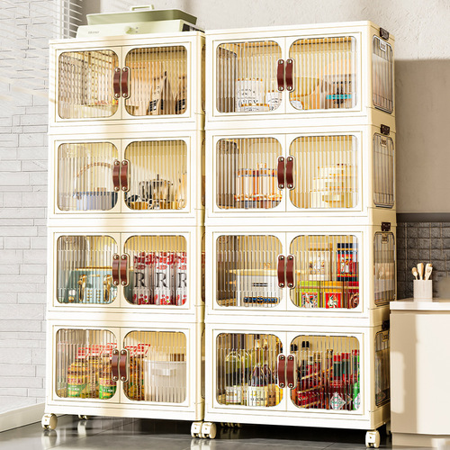 Plastic folding cabinet installation-free storage cabinet Baby books, clothes and toys storage cabinet Children's snack storage box