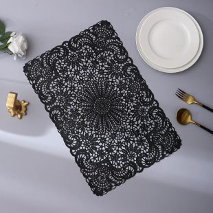 Square Hollow Placemat Lace Embroidered Tablecloth Dining Table Plate Bowl Insulation Pad Fabric Decorative Ornaments Props Wholesale