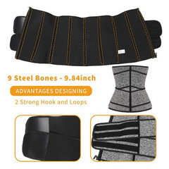 Cross-border neoprene hot sweating women's slimming girdle zipper Velcro body shaping belly double belt