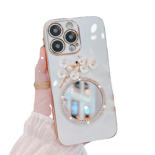Suitable for iPhone 14 Promax mobile phone case trendy brand rhinestone mirror Apple 15 protective cover new 13 high-end