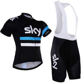 sky车队版新款夏季短袖男子骑行服套装吸湿排汗自行车服装批发