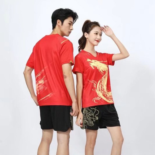  New Badminton and Table Tennis Dragon Suit Set for Men, Women, and Children for Training and Competition Team Uniform Printing