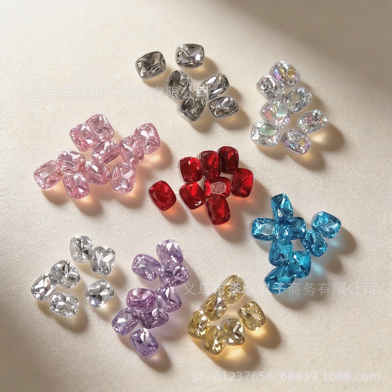 Acrylic pointed-bottom rectangular rhinestones, 8mm, high-quality nail decorations, trendy and dazzling K9 rhinestones, DIY for nail art and phone decoration Acrylic pointed-bottom rectangular rhinestones, 8mm, high-quality nail decorations, trendy and dazzling K9 rhinestones, DIY for nail art and phone decoration