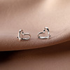Earrings heart-shaped, silver needle, silver 925 sample, simple and elegant design, light luxury style