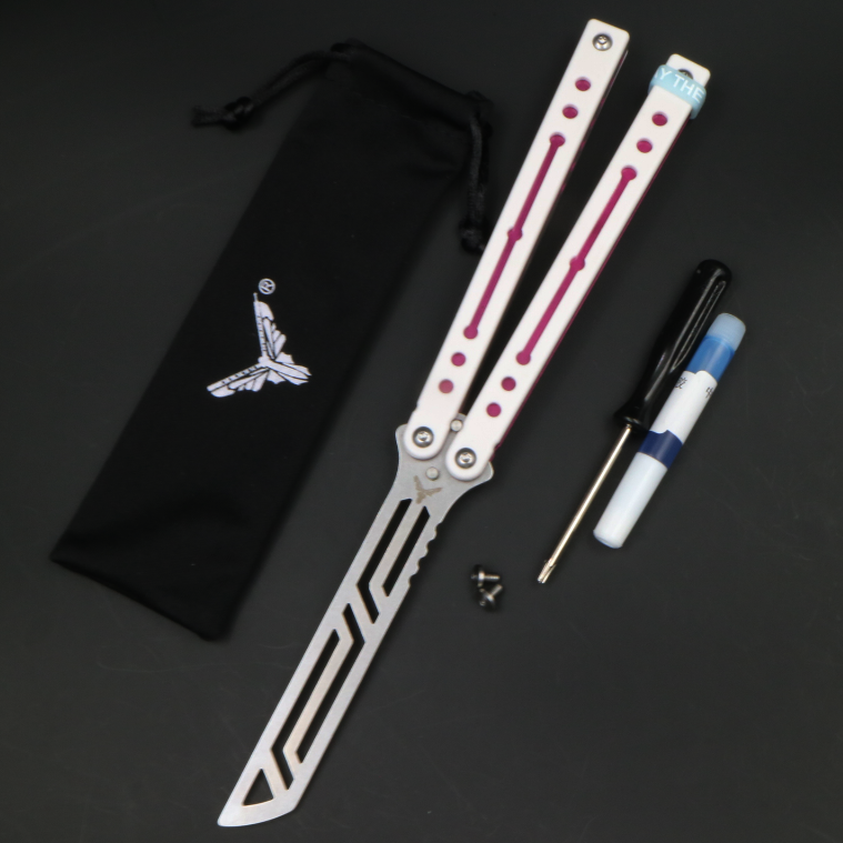 ♔小刀yy 钢鹦鹉螺 夜光配重 轴套螺丝款 蝴蝶刀练习刀甩刀未开刃