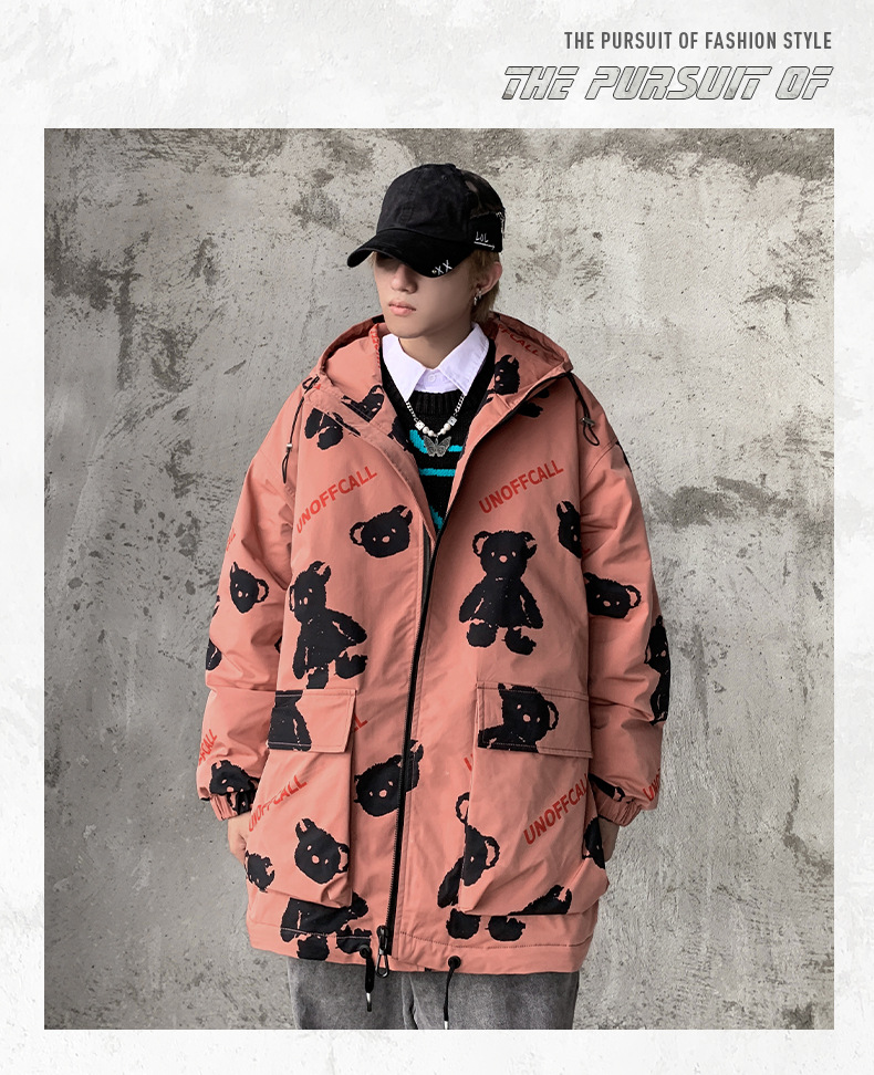 Men's Clothing Tide brand thin cotton jacket 2024 winter new bear men's jacket wide version loose cotton coat men_voghion.com