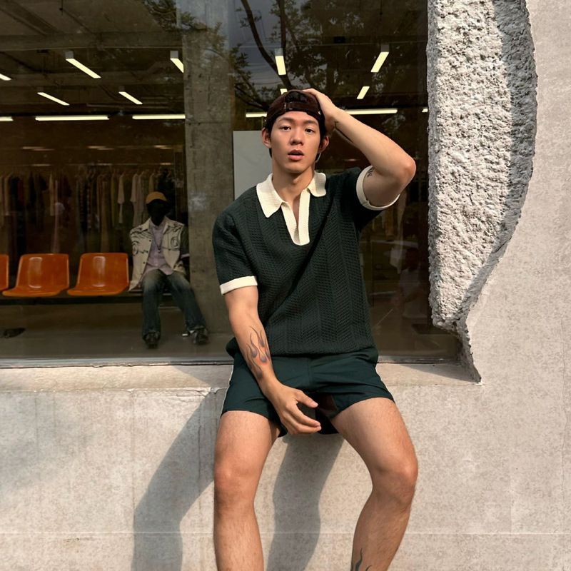 Edison Chen's Same Style Hollow-Out Knitwear Tennis Short-Sleeve V-Neck Sports Old Money Polo Shirt Edison Chen's Same Style Hollow-Out Knitwear Tennis Short-Sleeve V-Neck Sports Old Money Polo Shirt
