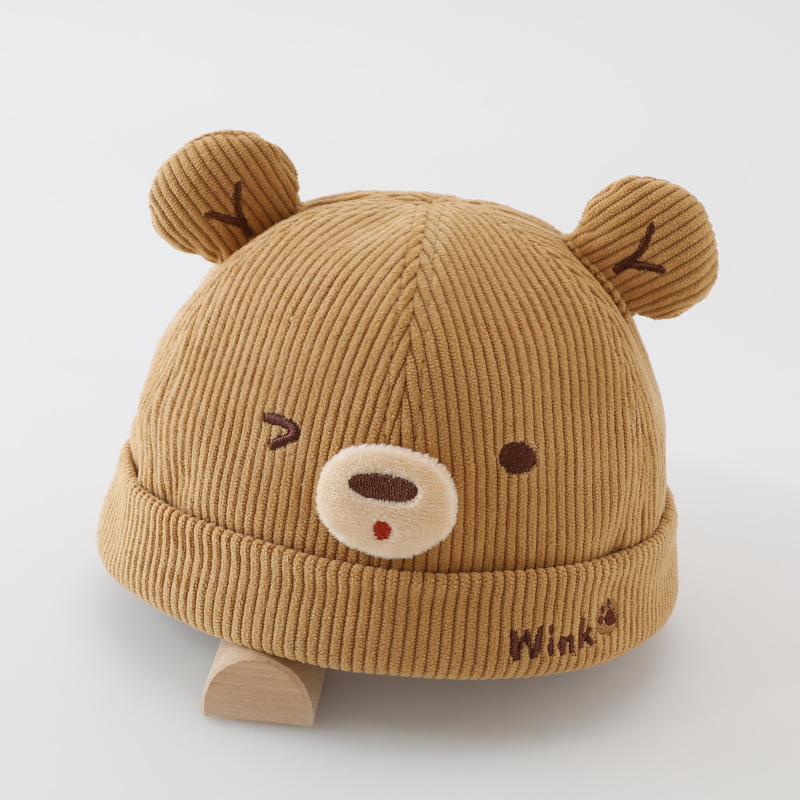 Sombreros para bebés otoño-invierno estilo coreano lindo bebé oso pequeño sombrero de primavera y otoño para niños y niñas super lindo sombrero de piel de melón