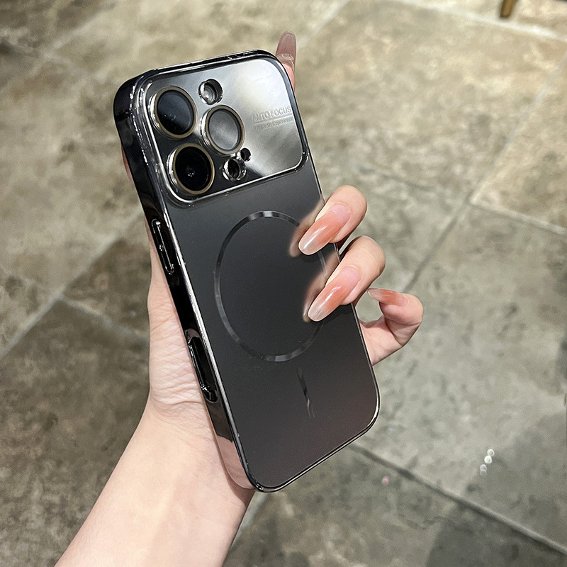 iPhone16ProMax携帯電話ケースに適していますApple 15電気メッキ大型ウィンドウ細いサークル磁気オールインクルーシブ落下防止ハードケース|undefined