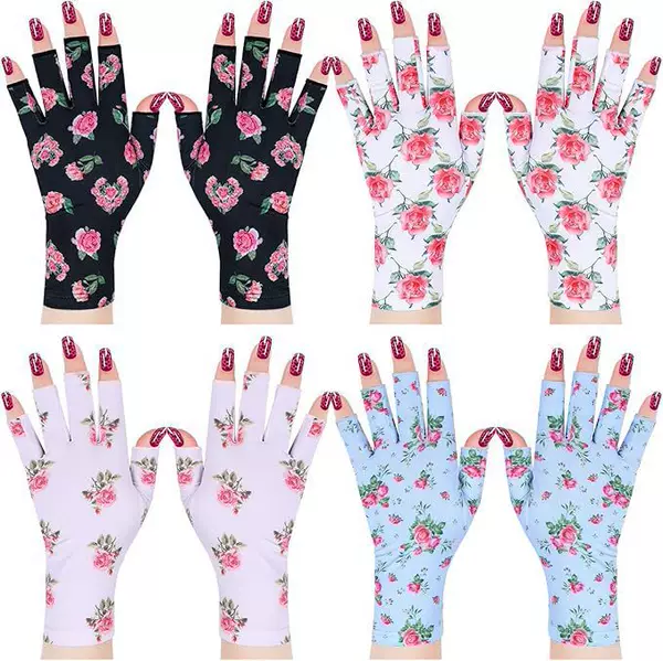 Cross-Border Summer Sun Protection Manicure Half-Finger Fashion Elastic Anti-Skating Silk Thin Gloves Printed Driving and Cycling Gloves