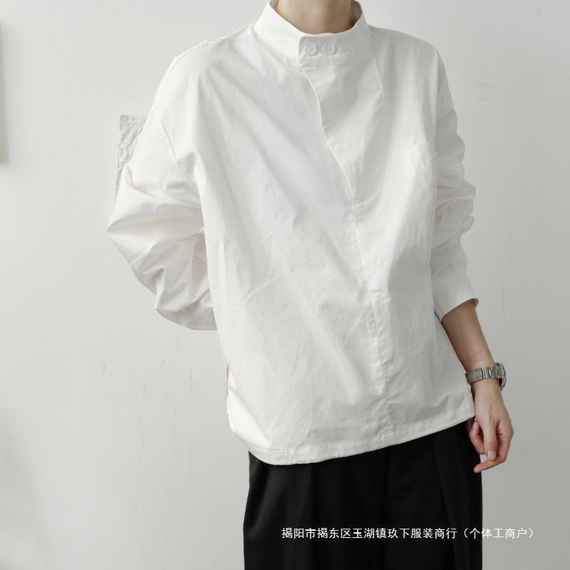 Spring retro solid color long sleeve men's stand collar long sleeve shirt men's loose casual color design shirt coat wholesale Spring retro solid color long sleeve men's stand collar long sleeve shirt men's loose casual color design shirt coat wholesale