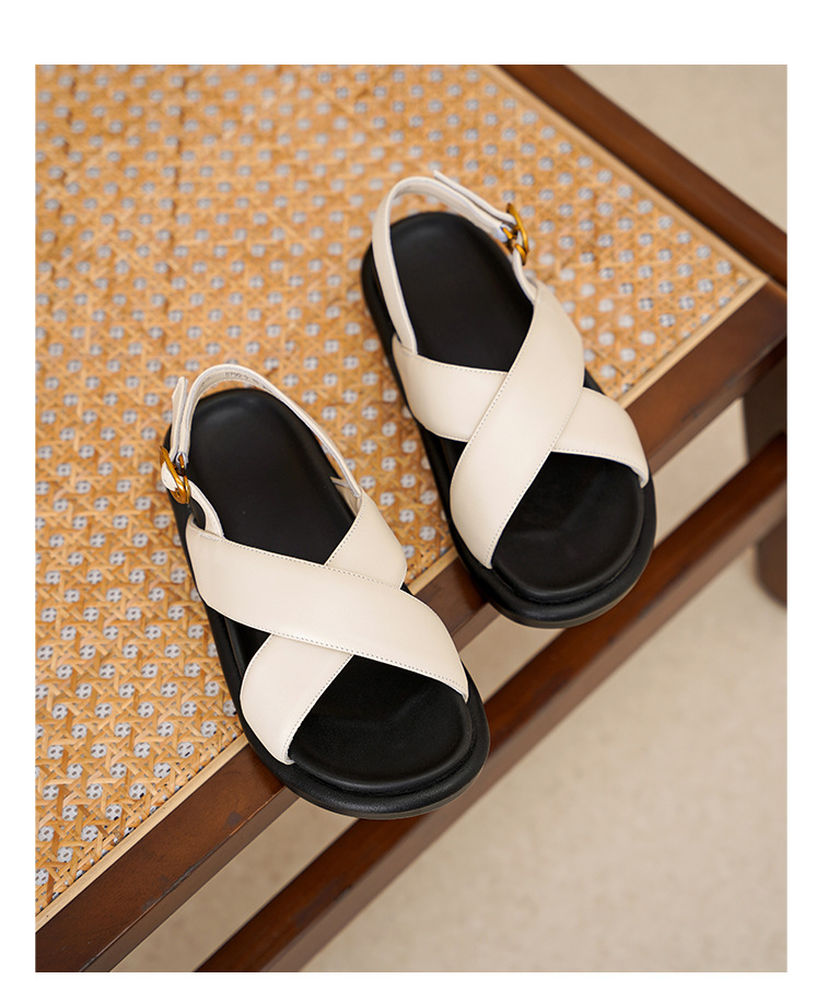 Sandal hở ngón đế dày thường ngày cho nữ – giày đi biển đế bằng hở ngón thời trang đơn giản — Màu đen chi tiết 16