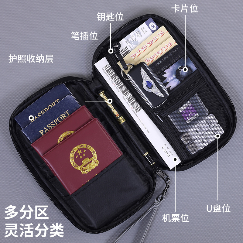 Bolsa de tarjetas anti-robo transfronteriza multifuncional bolsa de pasaporte bolsa de almacenamiento portátil de negocios bolsa de certificados impermeable billetera
