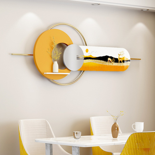 Iron and Metal Wall Hanging Art, 3D Decorative Painting, Entrance, Dining Room Wall Decor, Crystal and Ceramic Combined Decorative Painting, Wall Ornament, Shelf Placement