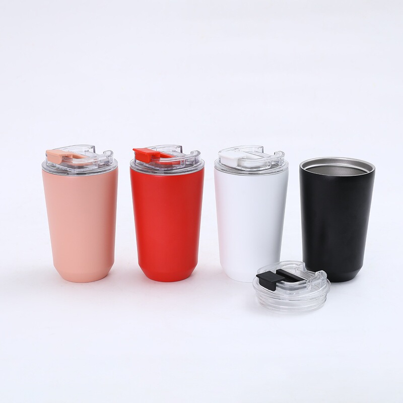New Model of Portable Flip-Top Coffee Cup for Home and Outdoor Use, Double-Layer Vacuum 304 Stainless Steel Thermos Cup, Car-Mounted Portable Cup