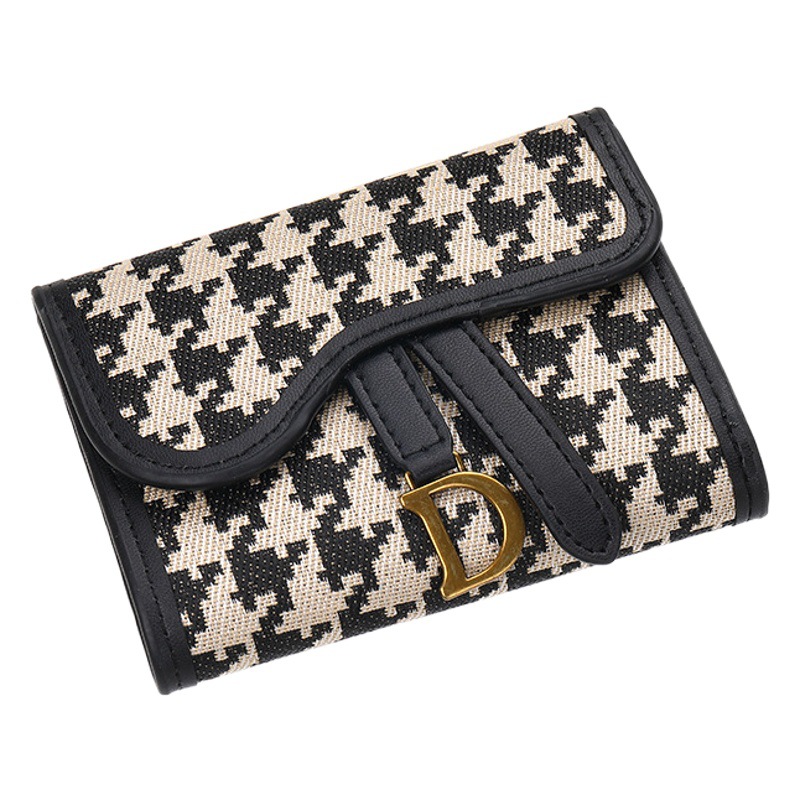 Cartera retro europea y americana de las mujeres de gran capacidad larga hebilla D multi-tarjeta de comercio exterior multi-funcional tríptico embrague al por mayor