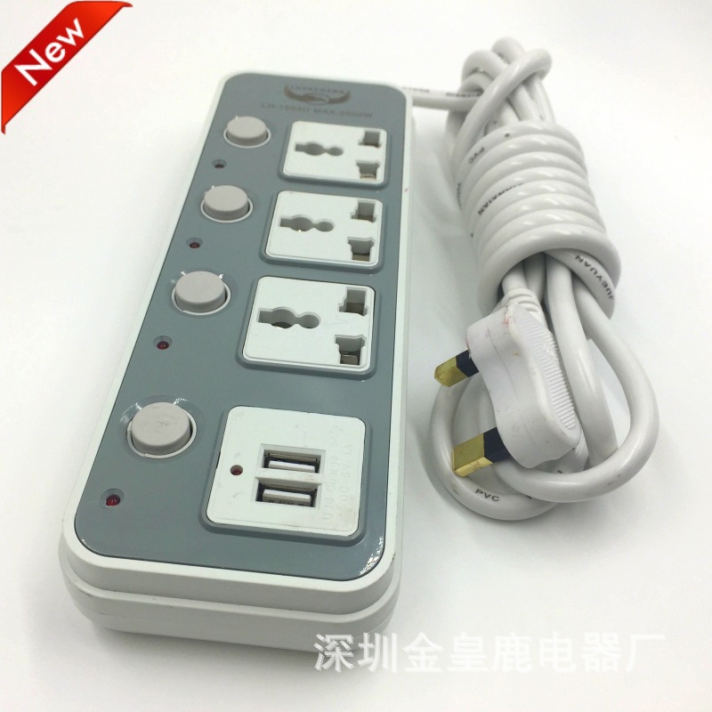新款USB插座 带线插排中东迪拜泰国老挝外贸插板 排插厂家直销