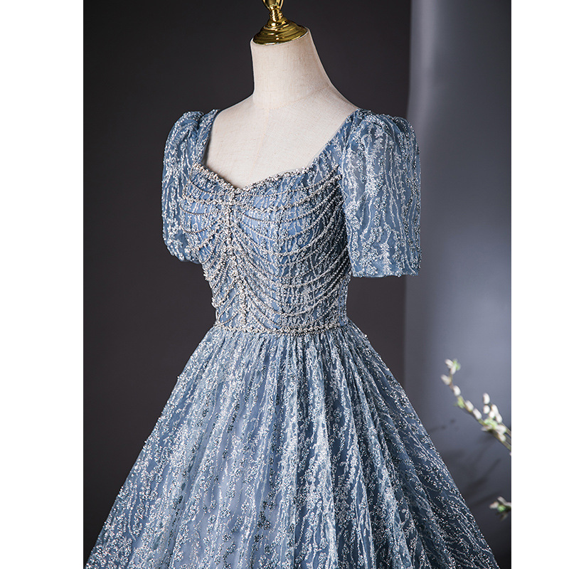 Gaoding vestido de noche anfitrión sequinado 2026 nuevo vestido de reunión anual temperamento de lujo ligero de alta gama ropa de examen de arte