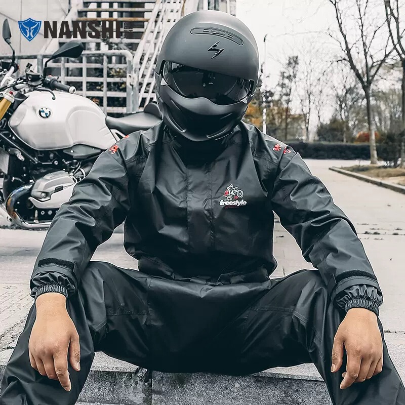 Harley Retro Motorcycle Raincoat Rain Pants Set Split Men's Full Body Rainstorm-proof Motorcycle Waterproof Riding Rain Suit