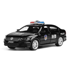 嘉業VB32314大眾朗逸警車合金車模汽車模型回力聲光玩具盒裝批發
